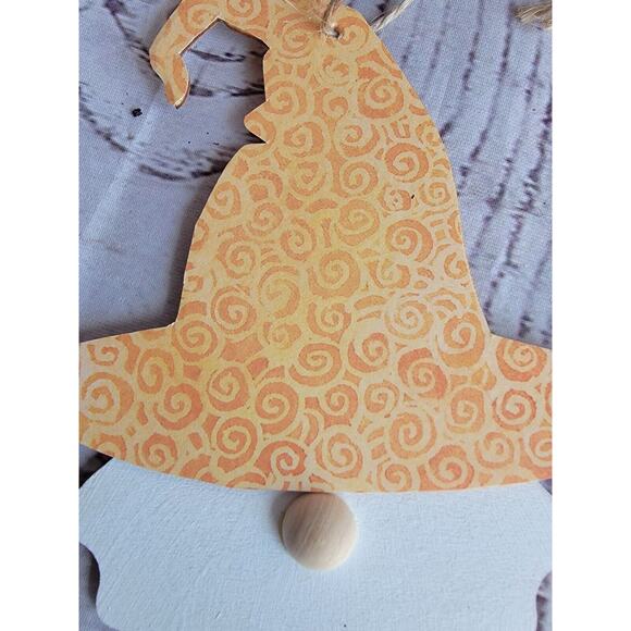 Fall Gnome Wood Ornaments Decor Fall Tree Handmade Orange Yellow - Picture 3 of 8